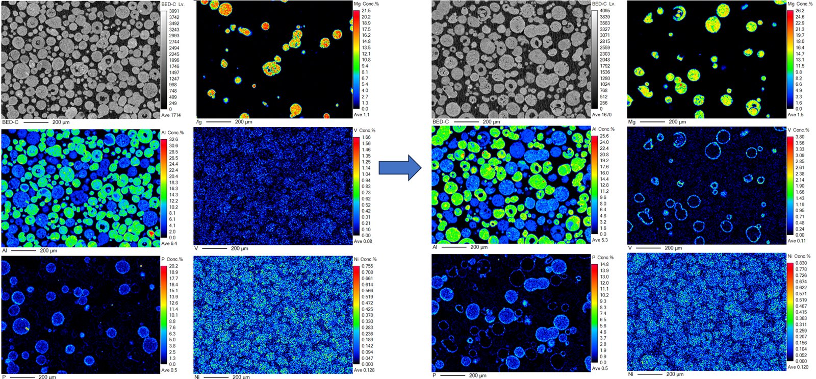 Metal distribution mapping before and after treatment